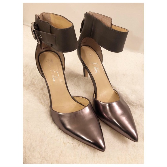 Pewter High Heels Zip Up At The Heel Ankle Strap - Picture 4 of 4